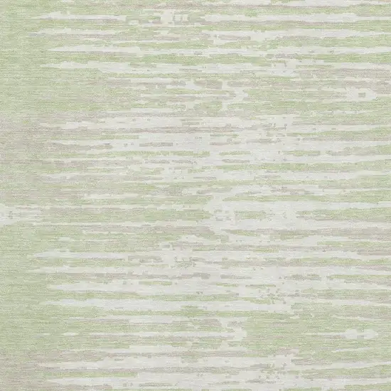 Artichoke Green And Ivory Striped Washable Area Rug With UV Protection Photo 3