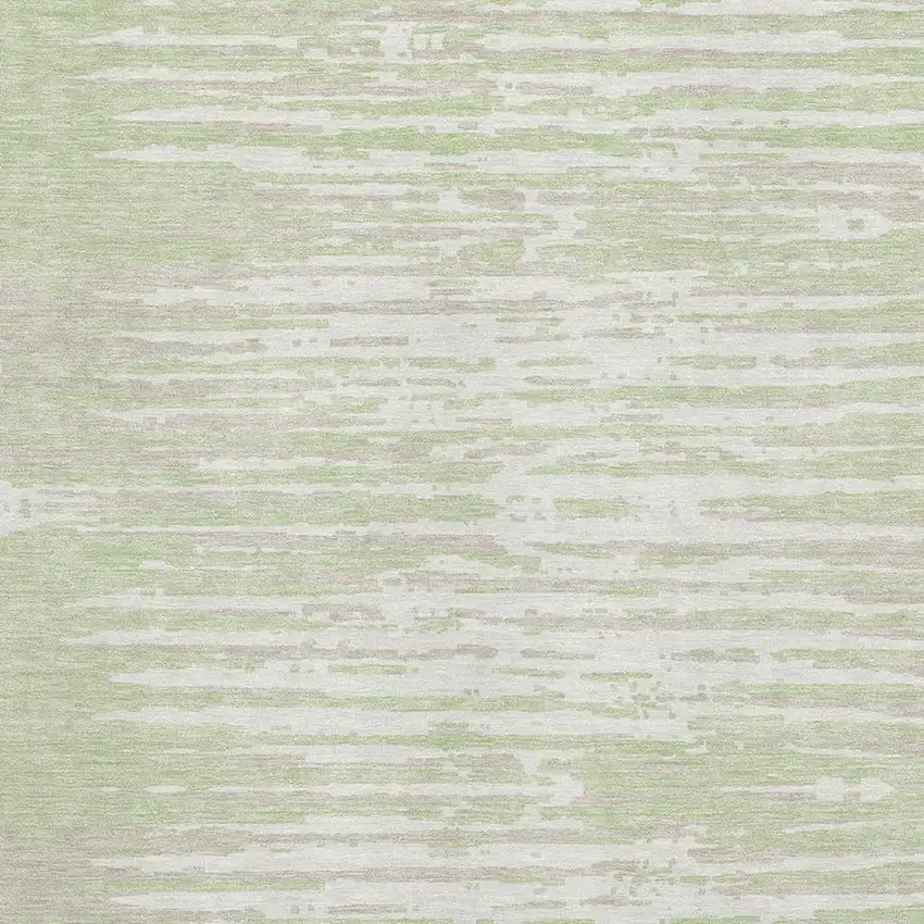 Artichoke Green And Ivory Striped Washable Area Rug With UV Protection Photo 3