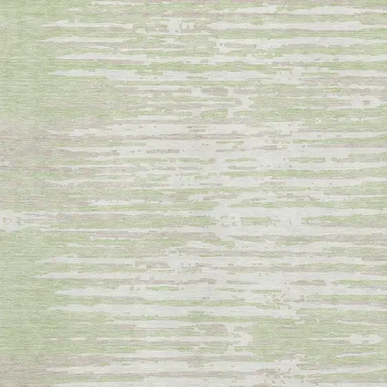 Artichoke Green And Ivory Striped Washable Area Rug With UV Protection Photo 3