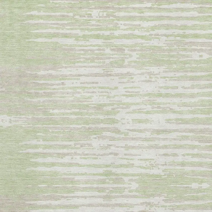 Artichoke Green And Ivory Striped Washable Area Rug With UV Protection Photo 3