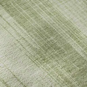 Photo of Artichoke Green And Ivory Striped Washable Area Rug With UV Protection