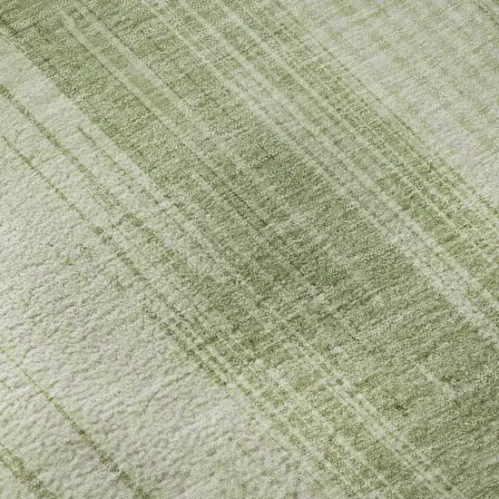 Artichoke Green And Ivory Striped Washable Area Rug With UV Protection Photo 1