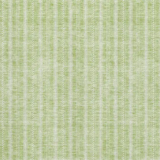 Artichoke Green And Ivory Striped Washable Area Rug With UV Protection Photo 2