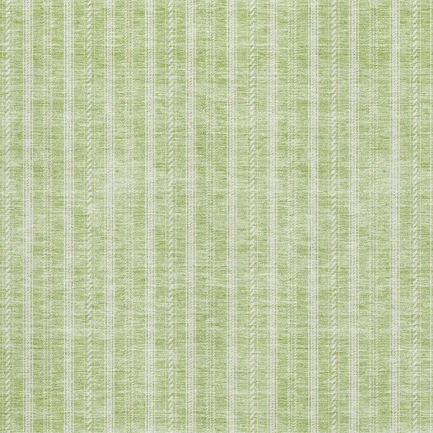 Artichoke Green And Ivory Striped Washable Area Rug With UV Protection Photo 2