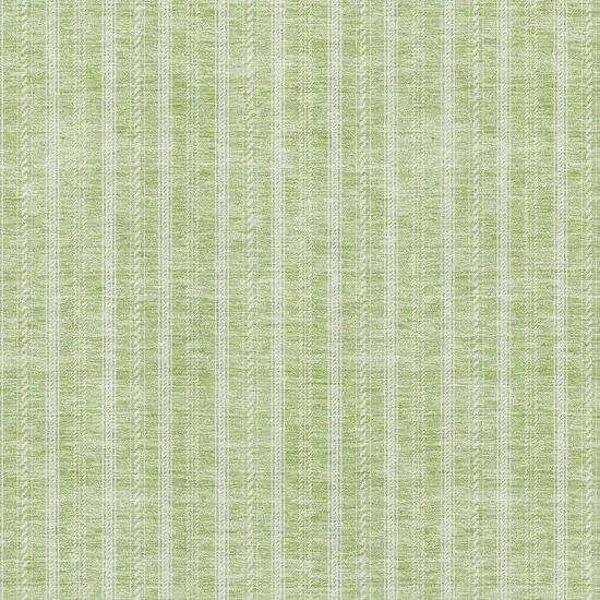 Artichoke Green And Ivory Striped Washable Area Rug With UV Protection Photo 2