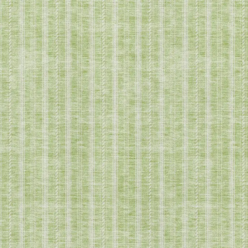 Artichoke Green And Ivory Striped Washable Area Rug With UV Protection Photo 2