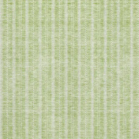 Artichoke Green And Ivory Striped Washable Area Rug With UV Protection Photo 2