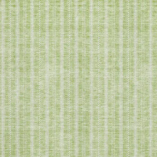 Artichoke Green And Ivory Striped Washable Area Rug With UV Protection Photo 2