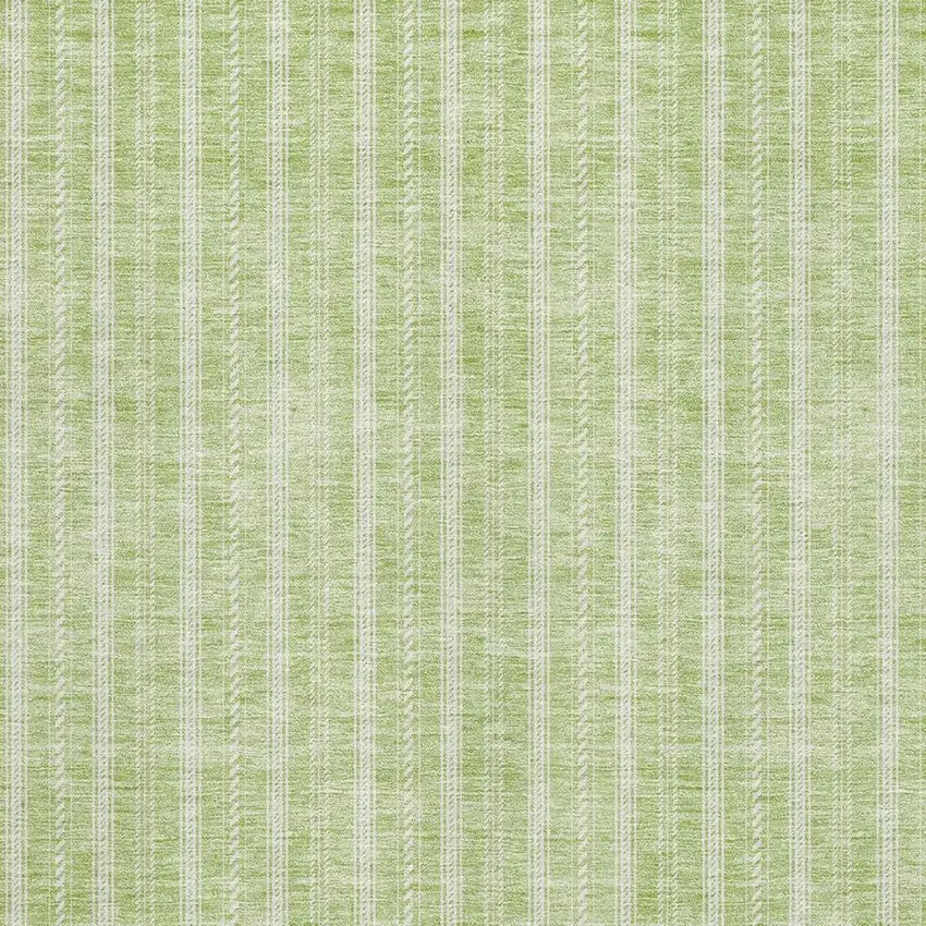 Artichoke Green And Ivory Striped Washable Area Rug With UV Protection Photo 2