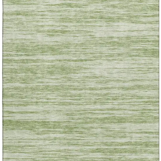 Artichoke Green And Ivory Striped Washable Area Rug With UV Protection Photo 2