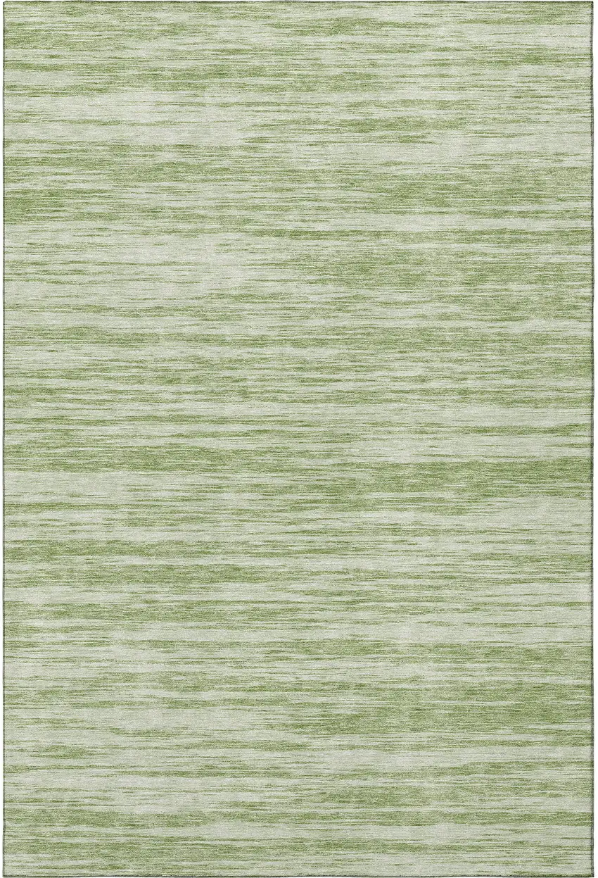 Artichoke Green And Ivory Striped Washable Area Rug With UV Protection Photo 3
