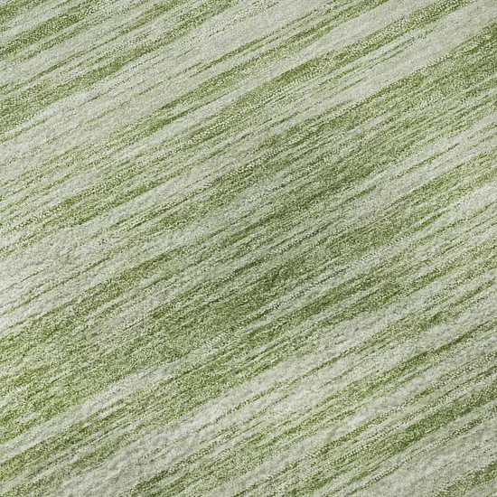 Artichoke Green And Ivory Striped Washable Area Rug With UV Protection Photo 9