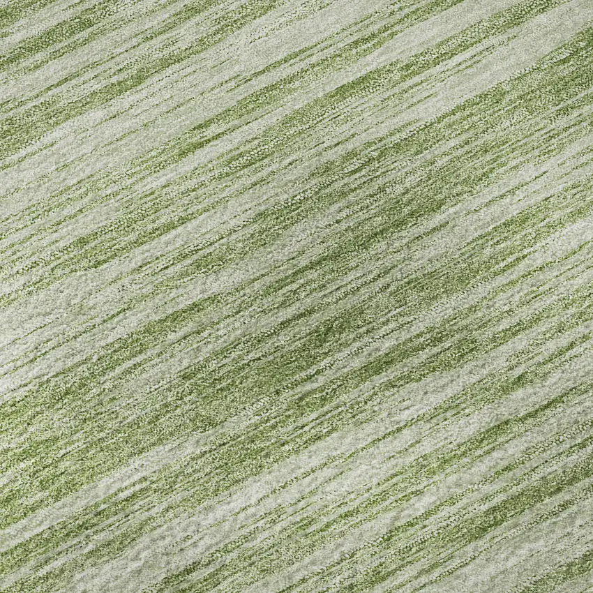 Artichoke Green And Ivory Striped Washable Area Rug With UV Protection Photo 9