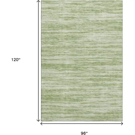 Artichoke Green And Ivory Striped Washable Area Rug With UV Protection Photo 8