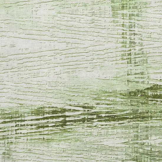 Artichoke Green And Ivory Striped Washable Area Rug With UV Protection Photo 3