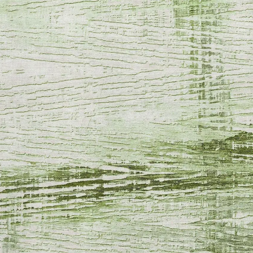 Artichoke Green And Ivory Striped Washable Area Rug With UV Protection Photo 3