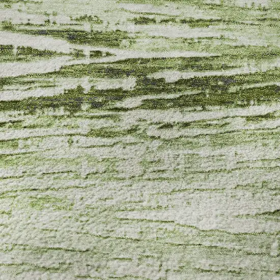 Artichoke Green And Ivory Striped Washable Area Rug With UV Protection Photo 8