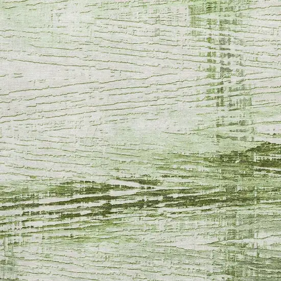 Artichoke Green And Ivory Striped Washable Area Rug With UV Protection Photo 3