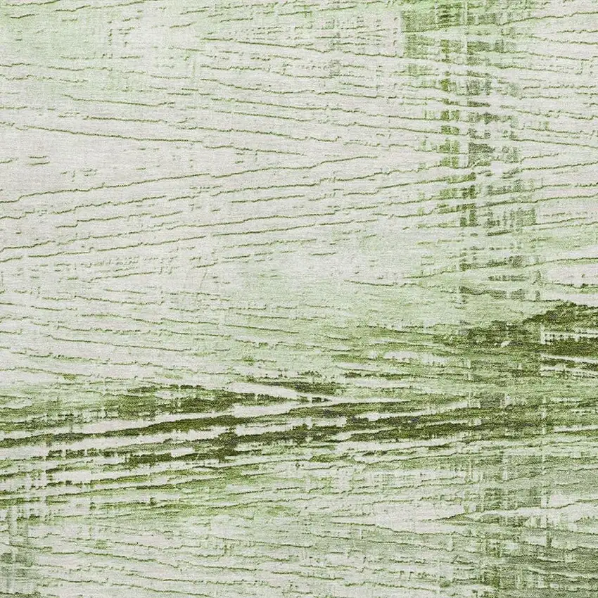 Artichoke Green And Ivory Striped Washable Area Rug With UV Protection Photo 3