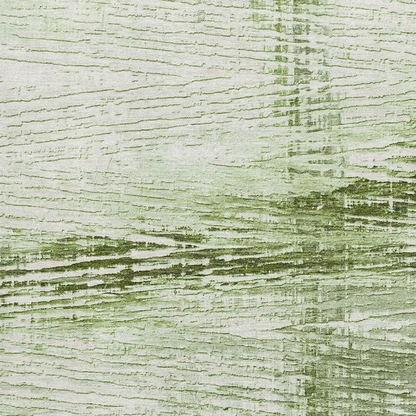 Artichoke Green And Ivory Striped Washable Area Rug With UV Protection Photo 3