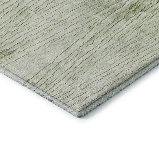 Artichoke Green And Ivory Striped Washable Area Rug With UV Protection Photo 8