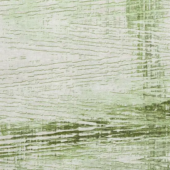 Artichoke Green And Ivory Striped Washable Area Rug With UV Protection Photo 3