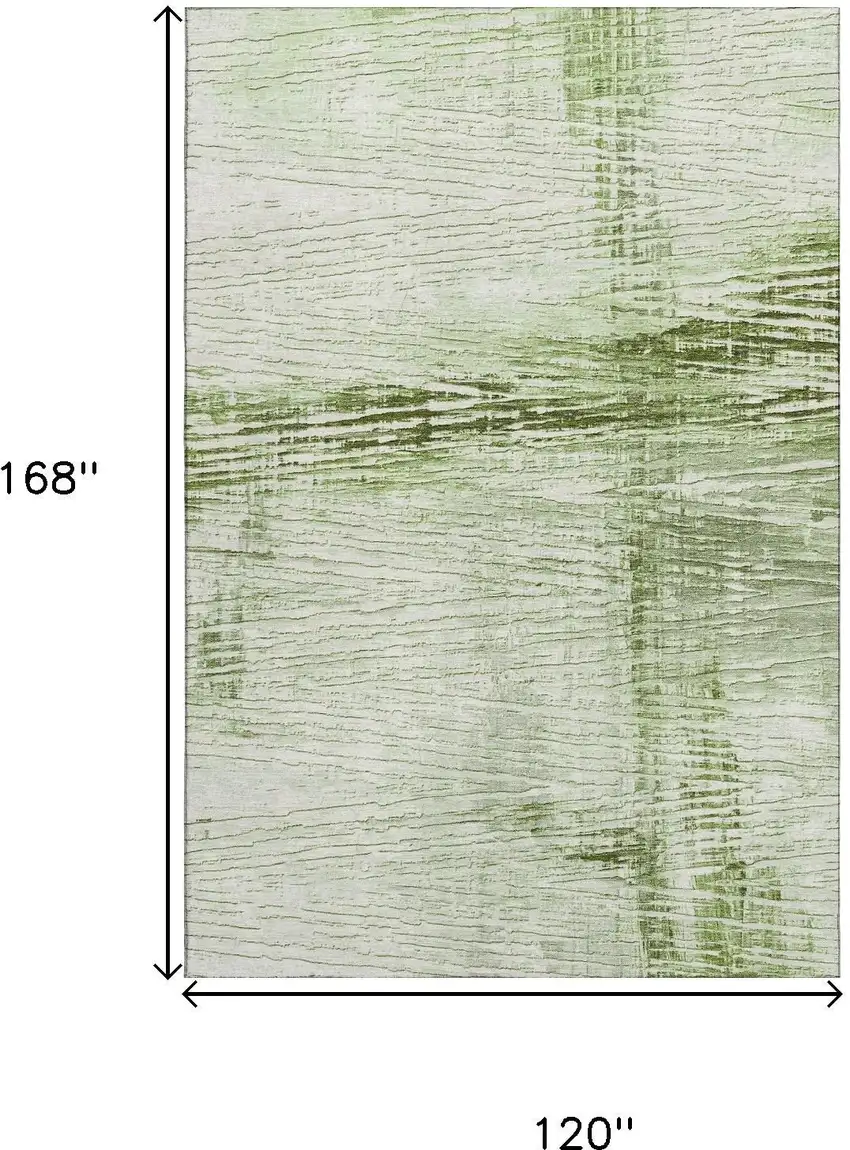 Artichoke Green And Ivory Striped Washable Area Rug With UV Protection Photo 9