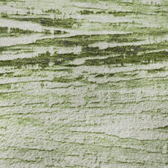 Artichoke Green And Ivory Striped Washable Area Rug With UV Protection Photo 8