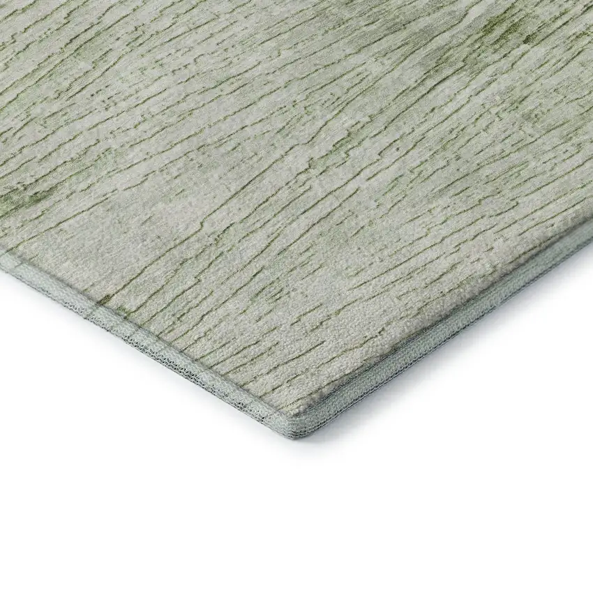 Artichoke Green And Ivory Striped Washable Area Rug With UV Protection Photo 8