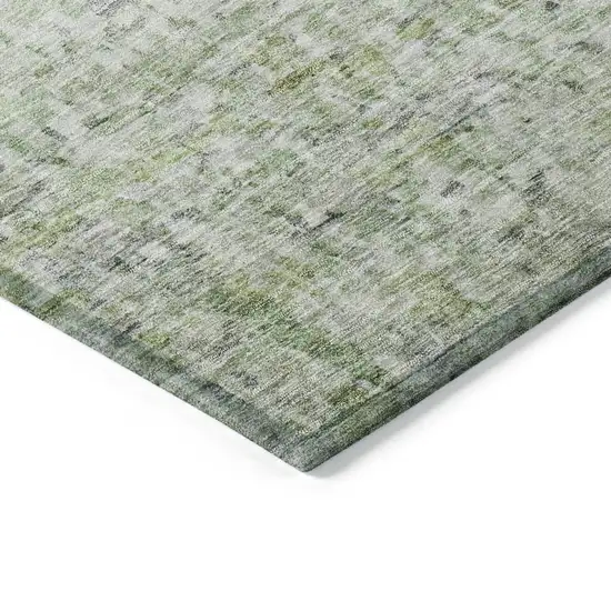 Artichoke Green And Ivory Striped Washable Indoor Outdoor Area Rug Photo 4