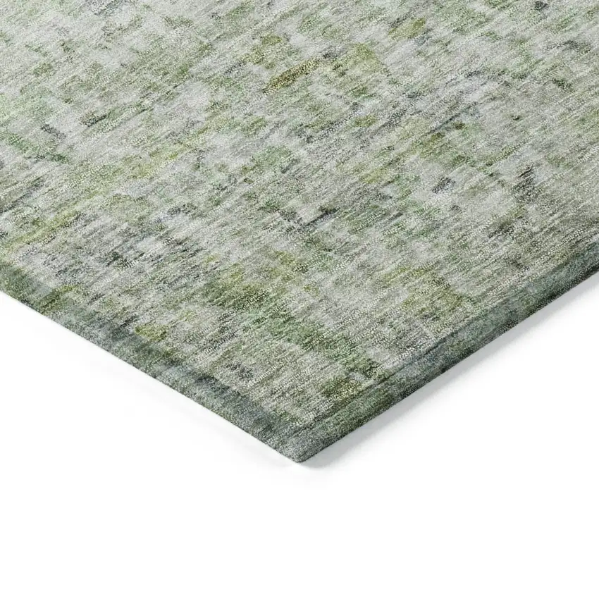 Artichoke Green And Ivory Striped Washable Indoor Outdoor Area Rug Photo 4