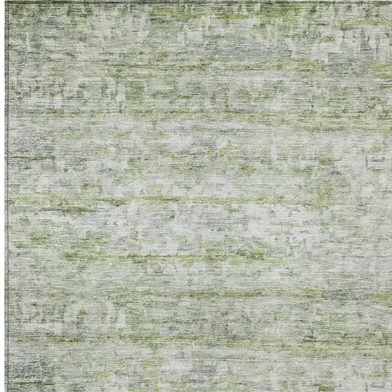 Artichoke Green And Ivory Striped Washable Indoor Outdoor Area Rug Photo 5