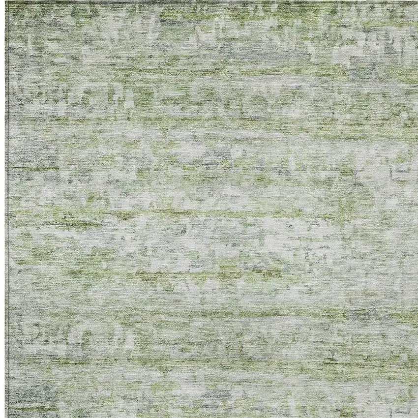 Artichoke Green And Ivory Striped Washable Indoor Outdoor Area Rug Photo 5