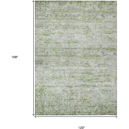 Artichoke Green And Ivory Striped Washable Indoor Outdoor Area Rug Photo 7
