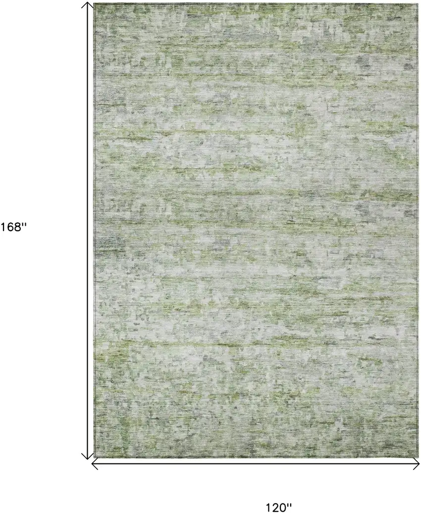Artichoke Green And Ivory Striped Washable Indoor Outdoor Area Rug Photo 7