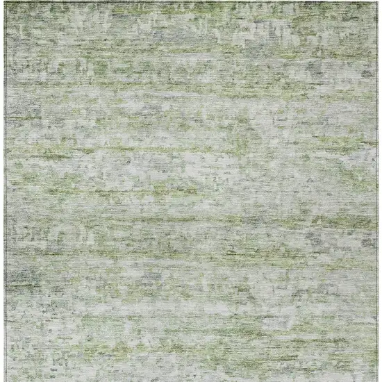Artichoke Green And Ivory Striped Washable Indoor Outdoor Area Rug Photo 6
