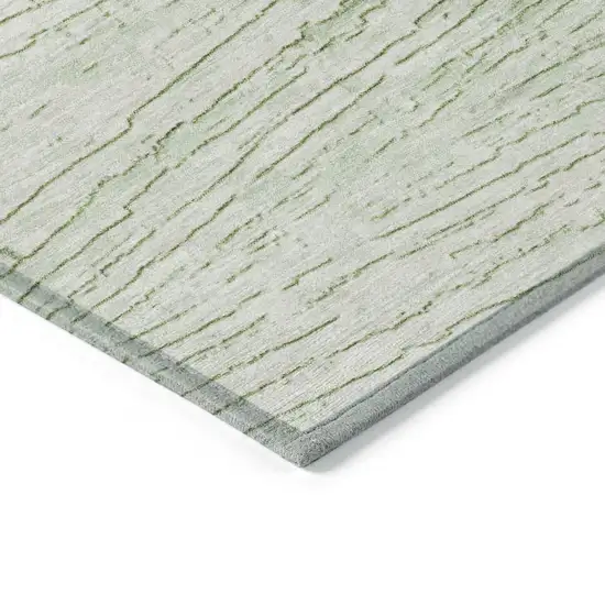 Artichoke Green And Ivory Striped Washable Indoor Outdoor Area Rug Photo 9