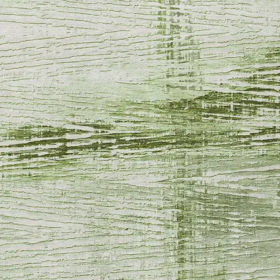 Artichoke Green And Ivory Striped Washable Indoor Outdoor Area Rug Photo 4