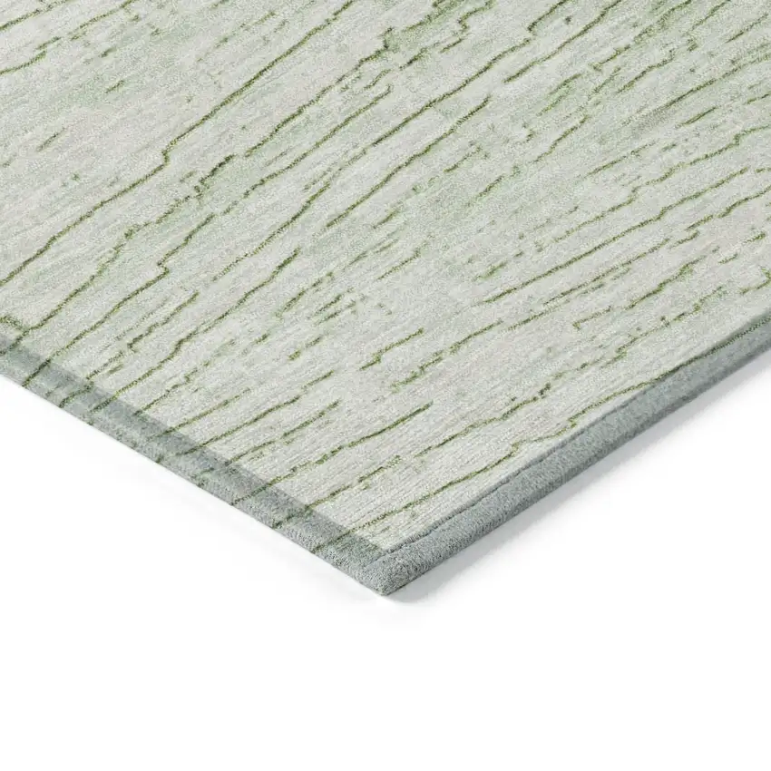 Artichoke Green And Ivory Striped Washable Indoor Outdoor Area Rug Photo 9