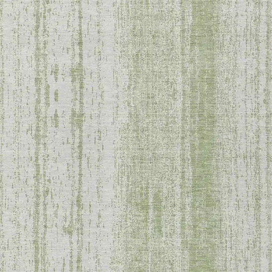 Artichoke Green And Ivory Striped Washable Indoor Outdoor Area Rug Photo 6