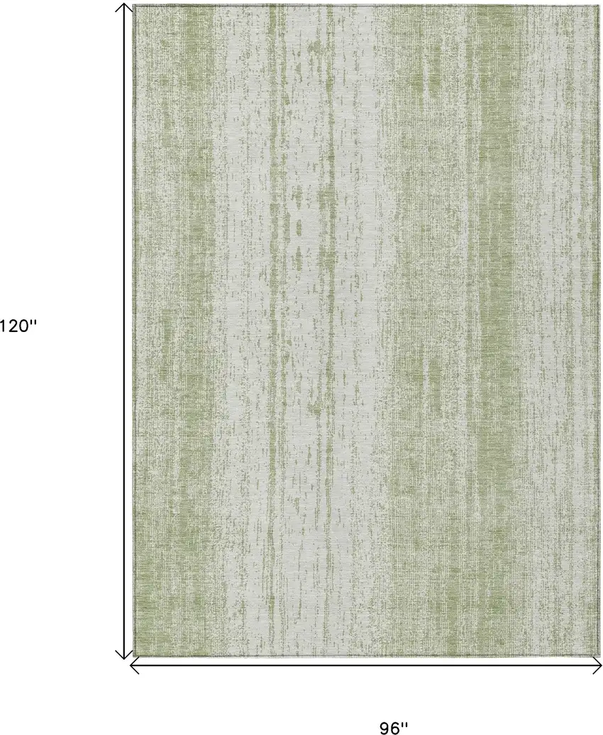 Artichoke Green And Ivory Striped Washable Indoor Outdoor Area Rug Photo 3