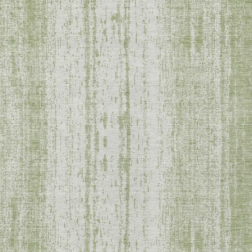 Artichoke Green And Ivory Striped Washable Indoor Outdoor Area Rug Photo 6