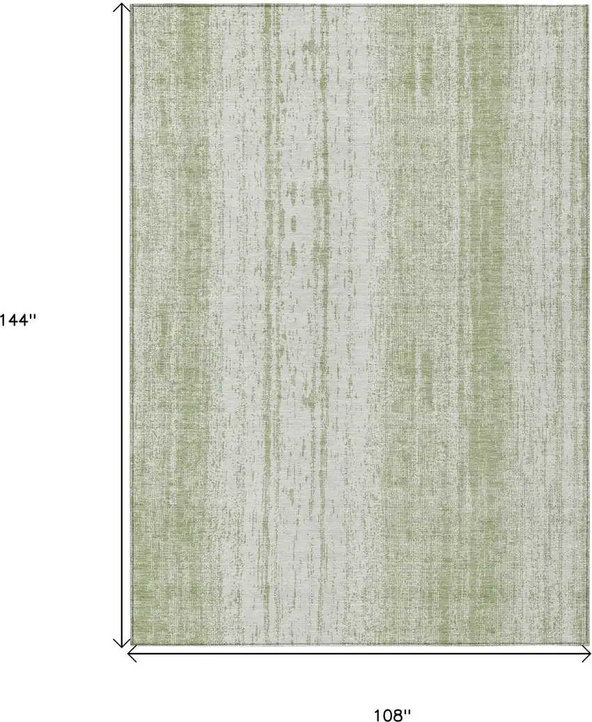 Artichoke Green And Ivory Striped Washable Indoor Outdoor Area Rug Photo 3