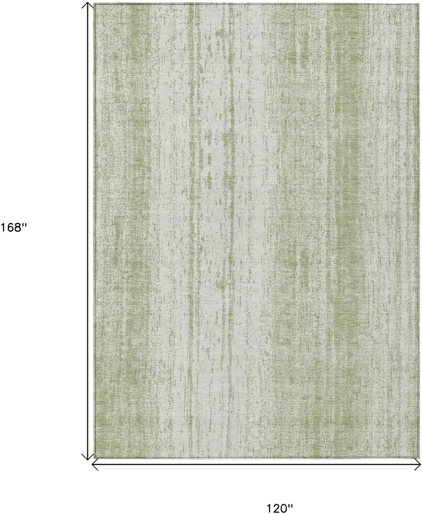 Artichoke Green And Ivory Striped Washable Indoor Outdoor Area Rug Photo 3