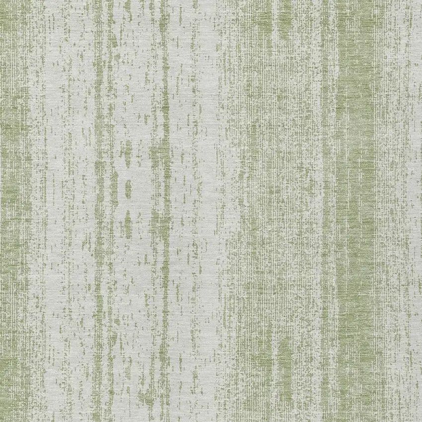 Artichoke Green And Ivory Striped Washable Indoor Outdoor Area Rug Photo 6