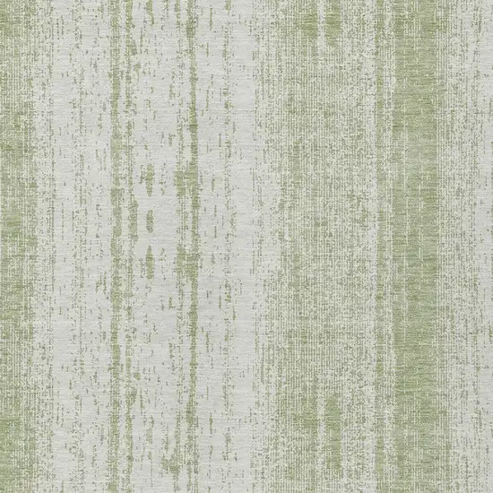 Artichoke Green And Ivory Striped Washable Indoor Outdoor Area Rug Photo 6