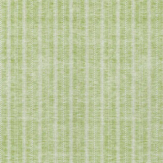 Artichoke Green And Ivory Striped Washable Indoor Outdoor Area Rug Photo 5