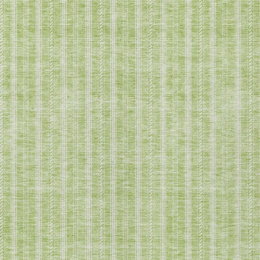 Artichoke Green And Ivory Striped Washable Indoor Outdoor Area Rug Photo 5