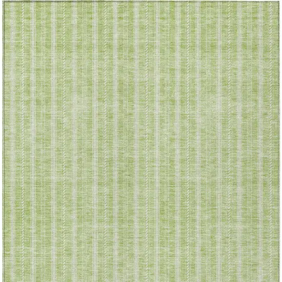 Artichoke Green And Ivory Striped Washable Indoor Outdoor Area Rug Photo 6