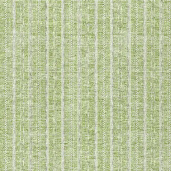 Artichoke Green And Ivory Striped Washable Indoor Outdoor Area Rug Photo 5